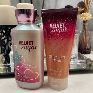 Bath & Body Works Velvet Sugar Bubble Bath & Shimmer Bomb Set